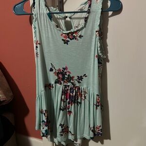 Eyeshadow Green Peplum Tank Top Sleeveless